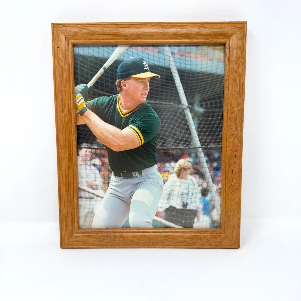 Mark McGwire 1988 Oakland Athletics Framed Photo Batting Cage 9.5x11.5 In